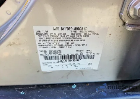 2020 Ford Ecosport Se from USA, damaged, VIN MAJ3S2GE1LC338987